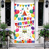 Lofaris Colorful Balloons Gifts Happy Birthday Door Cover